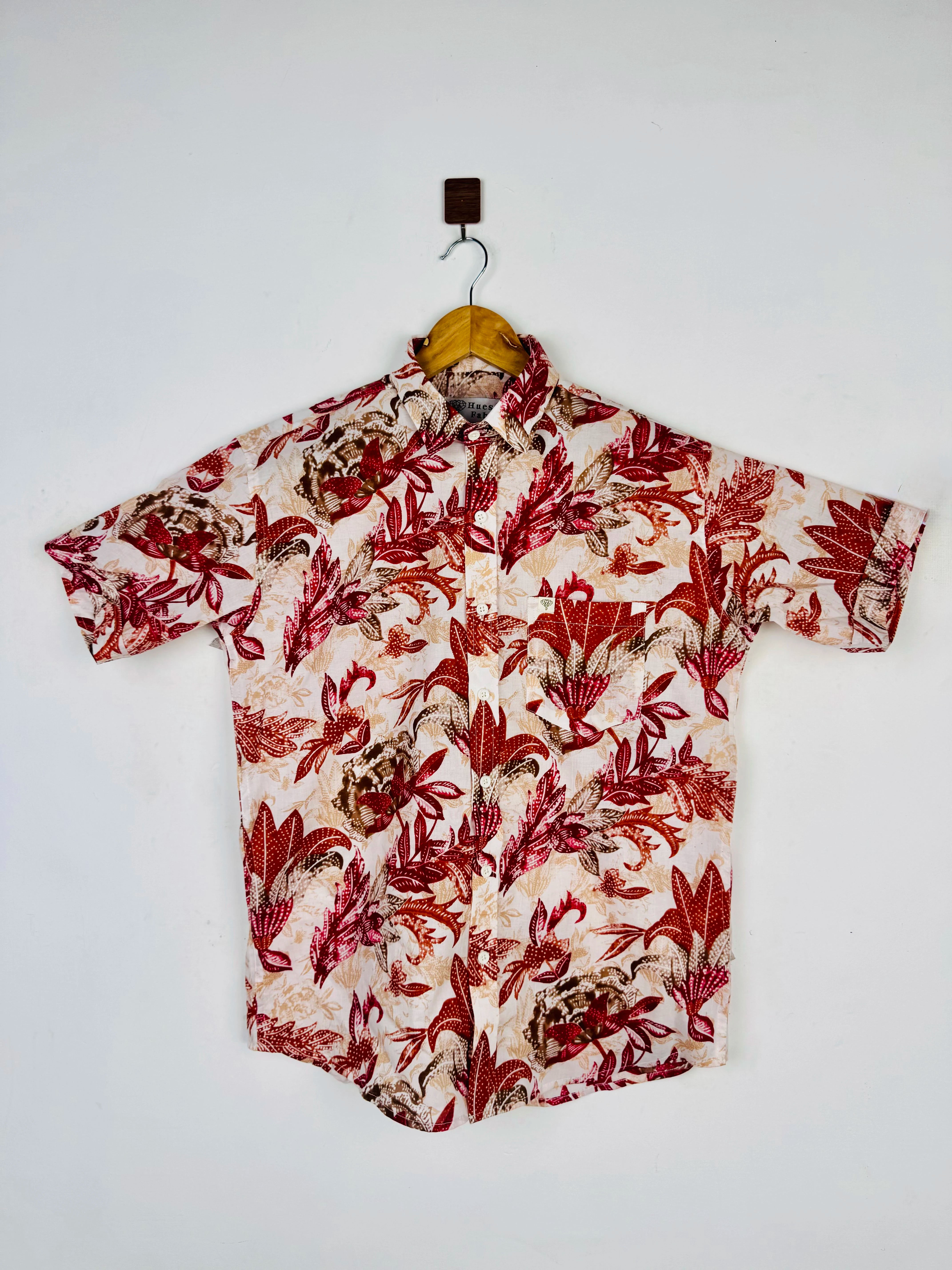 Crimson Leaf Printed Half Sleeves Shirt