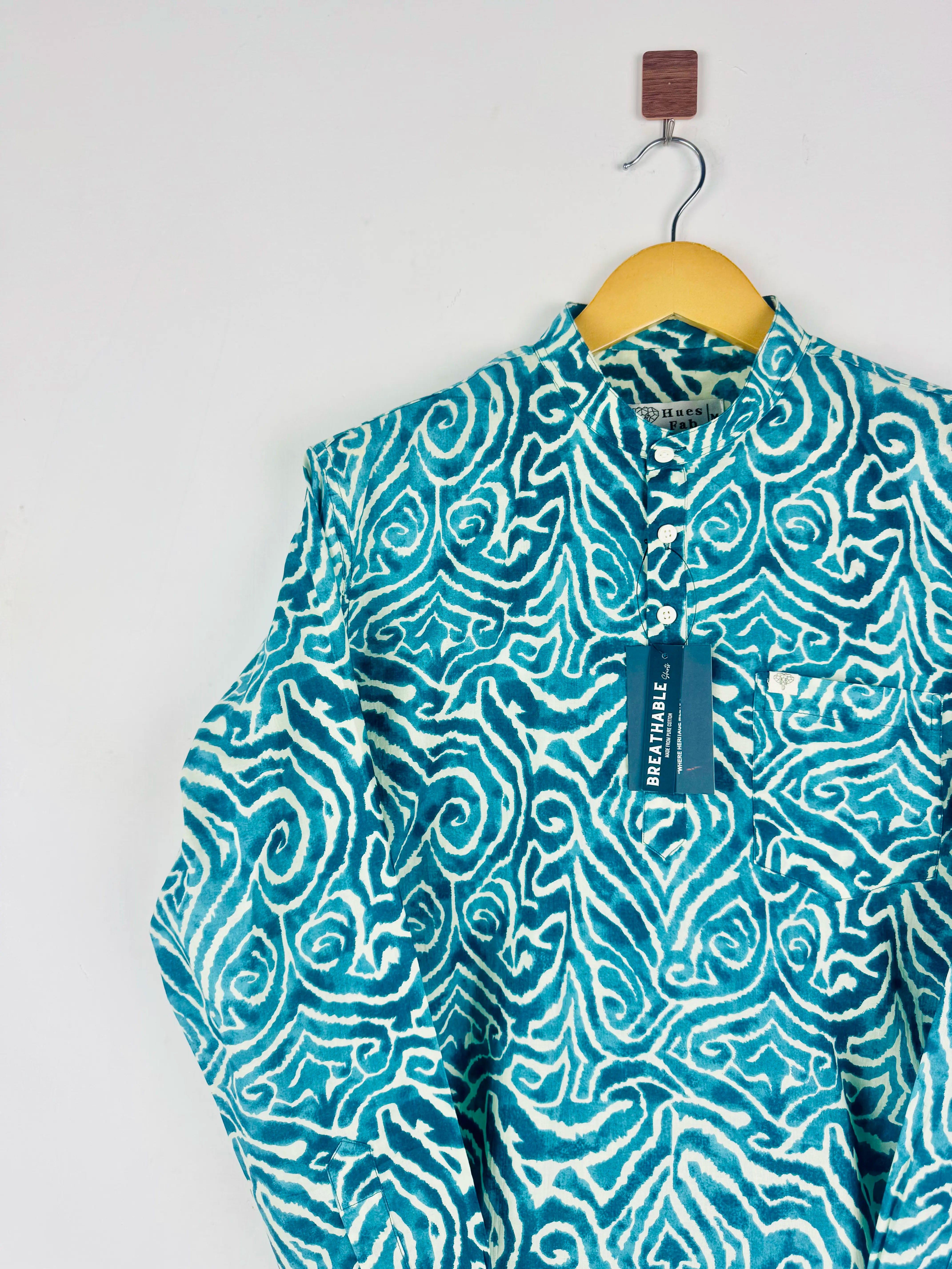 Sky Blue Abstract Printed Short Kurta
