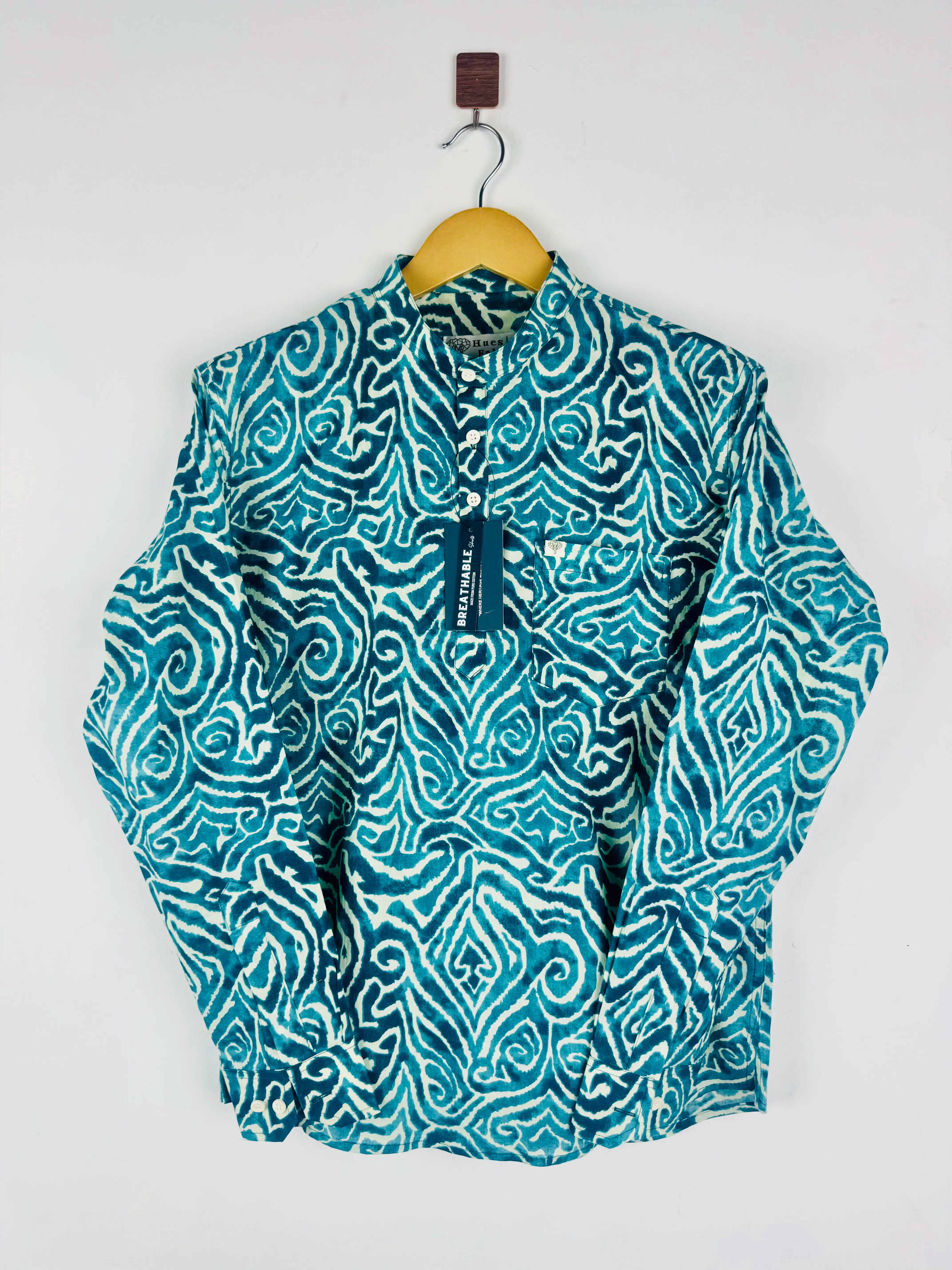 Sky Blue Abstract Printed Short Kurta