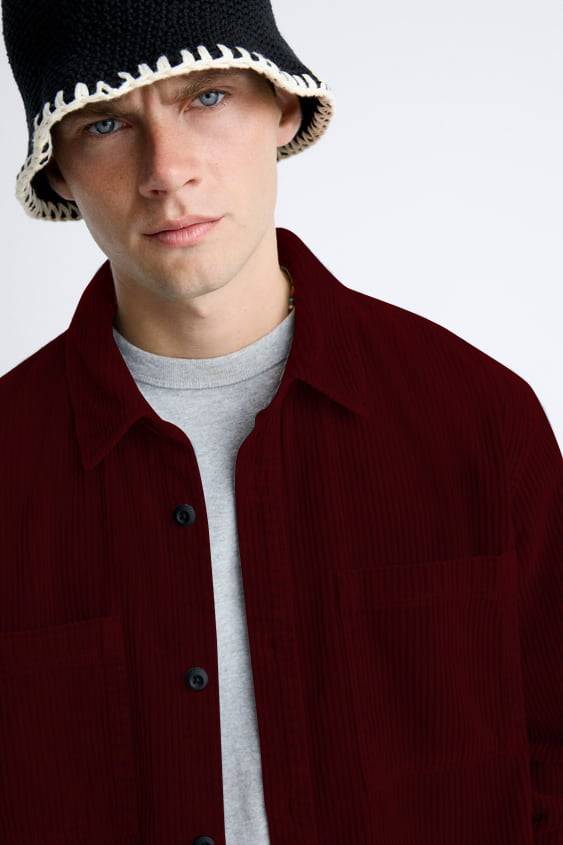 Wine Premium Corduroy Oversized Shirt