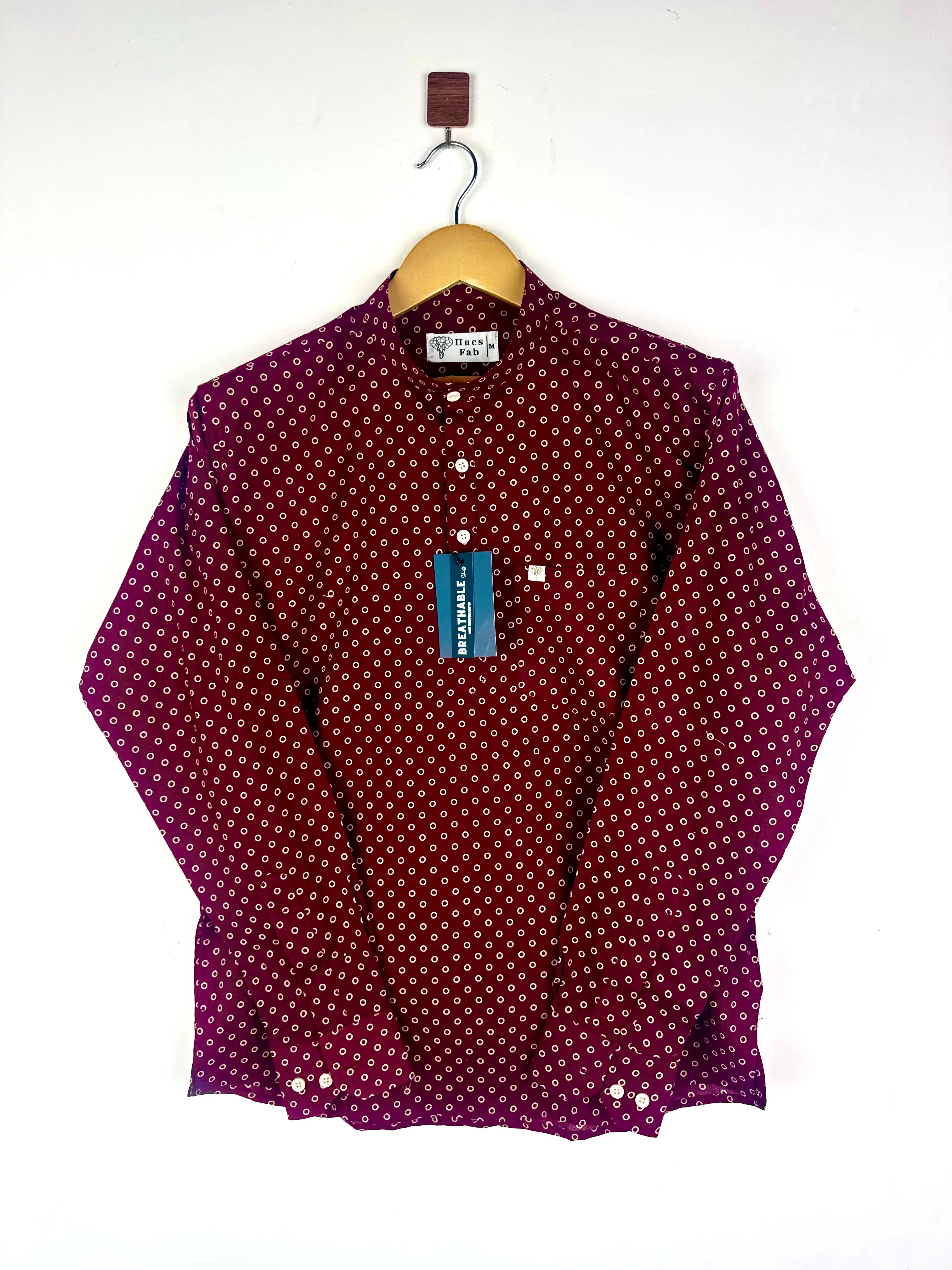 Maroon Polka dots Printed Short Kurta