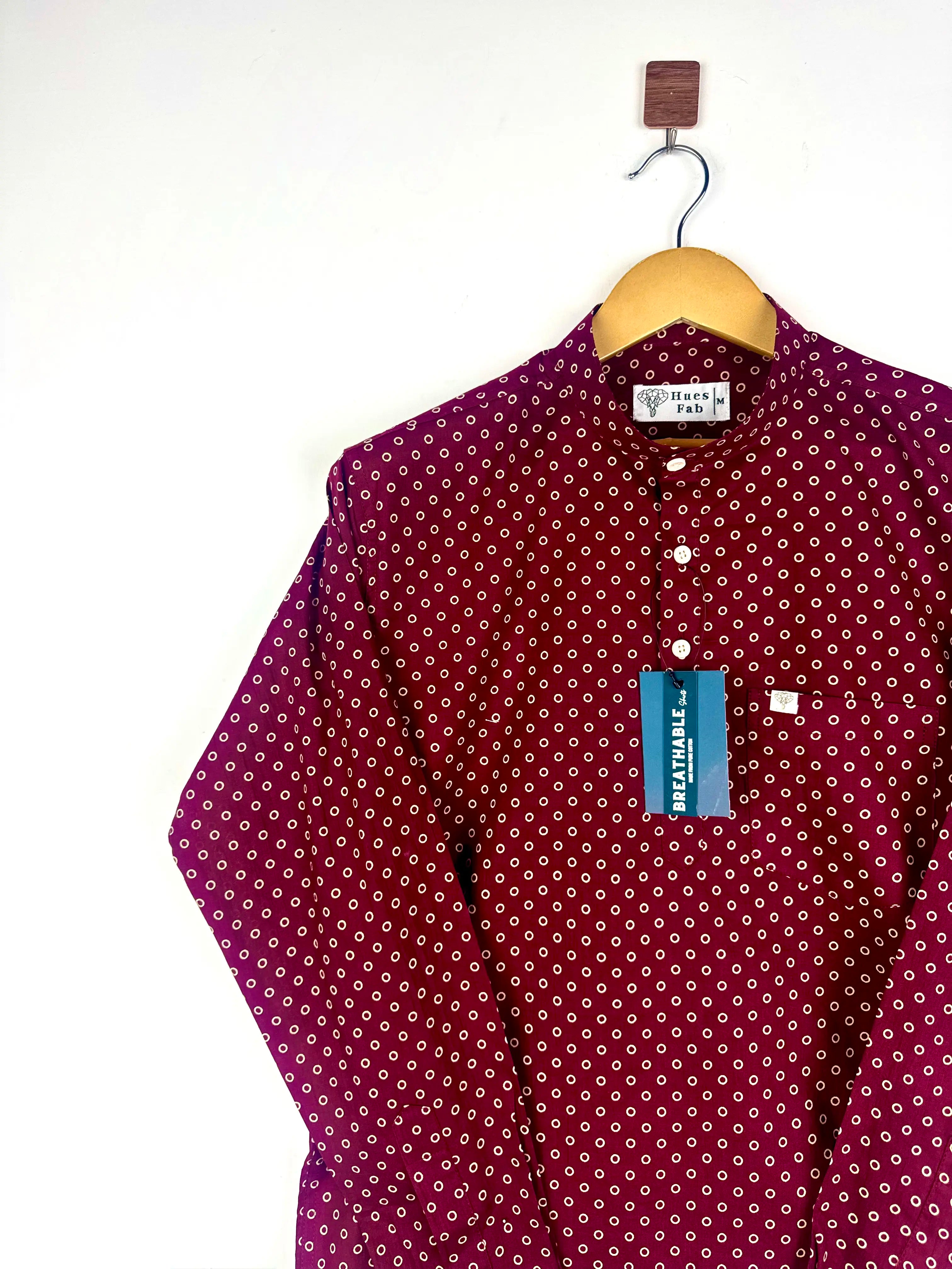 Maroon Polka dots Printed Short Kurta