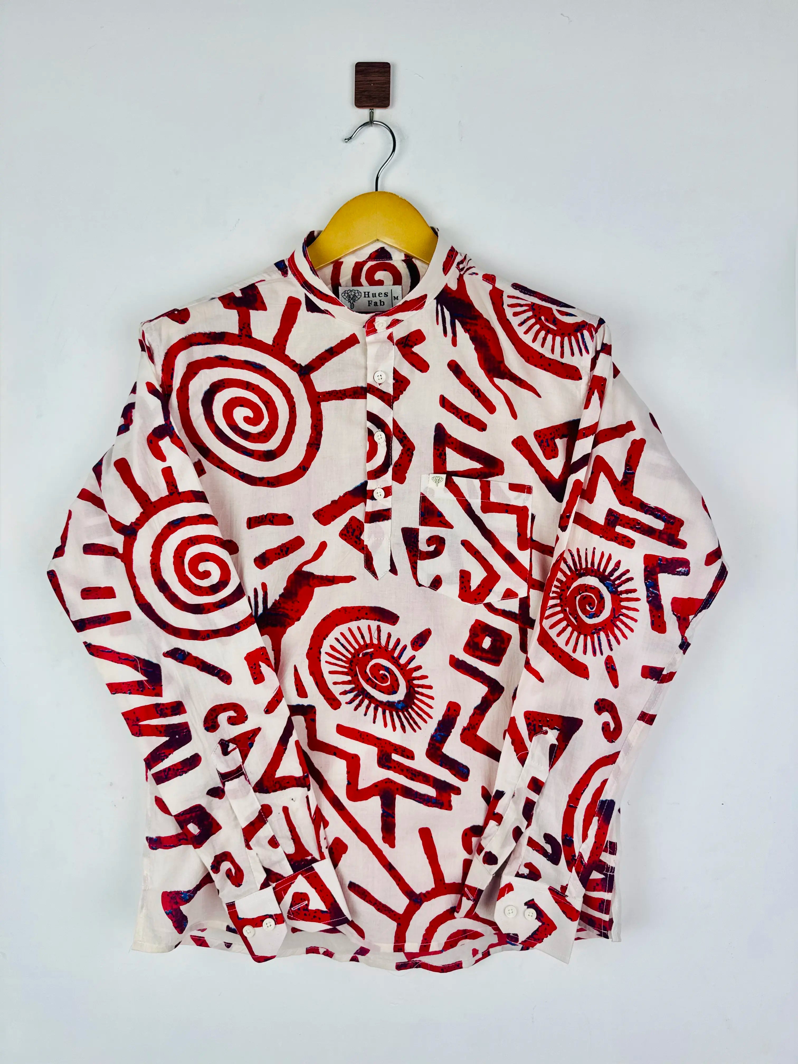 Red Celestial Printed Short Kurta