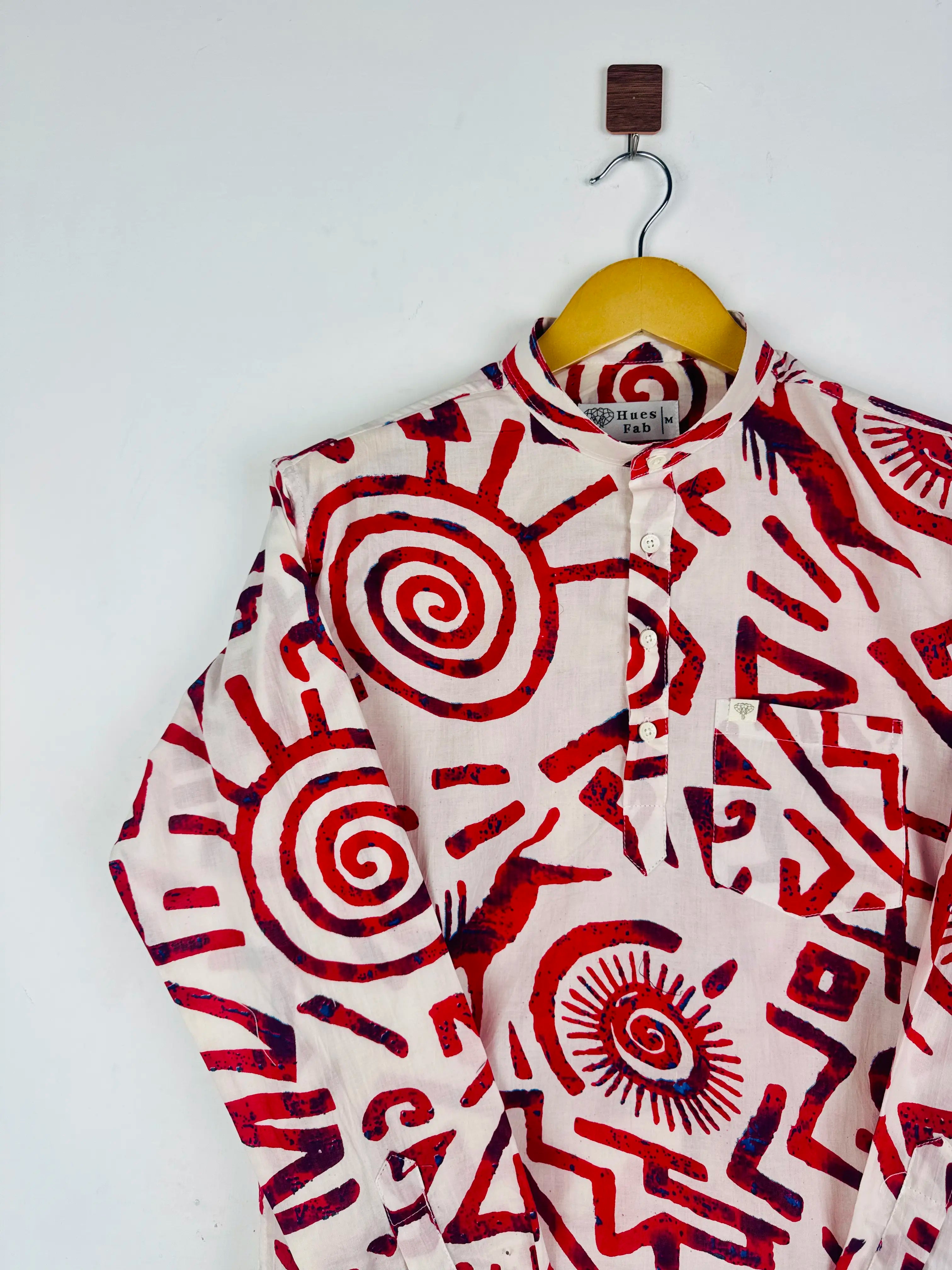 Red Celestial Printed Short Kurta