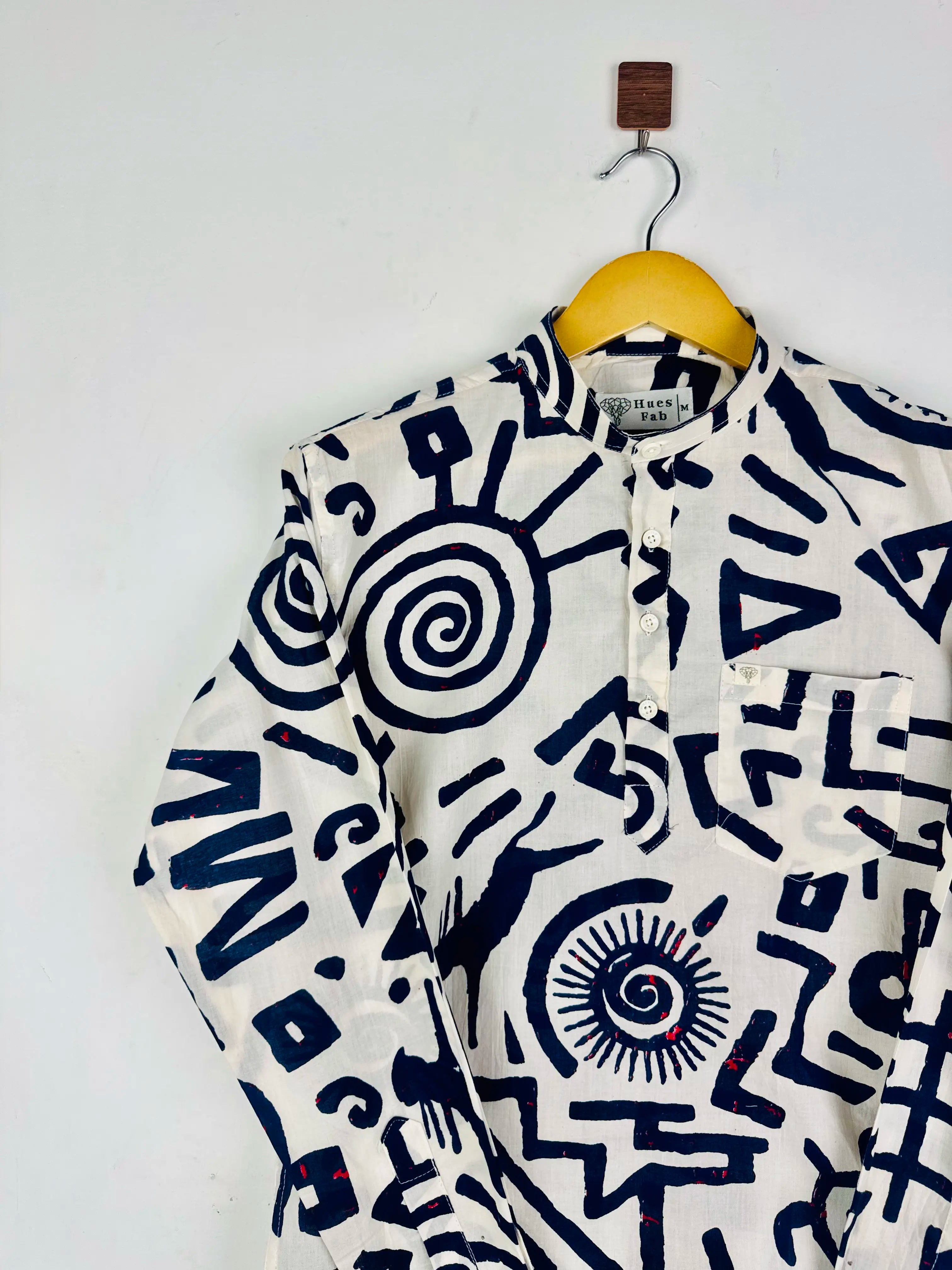 Navy Blue Celestial Printed Short Kurta