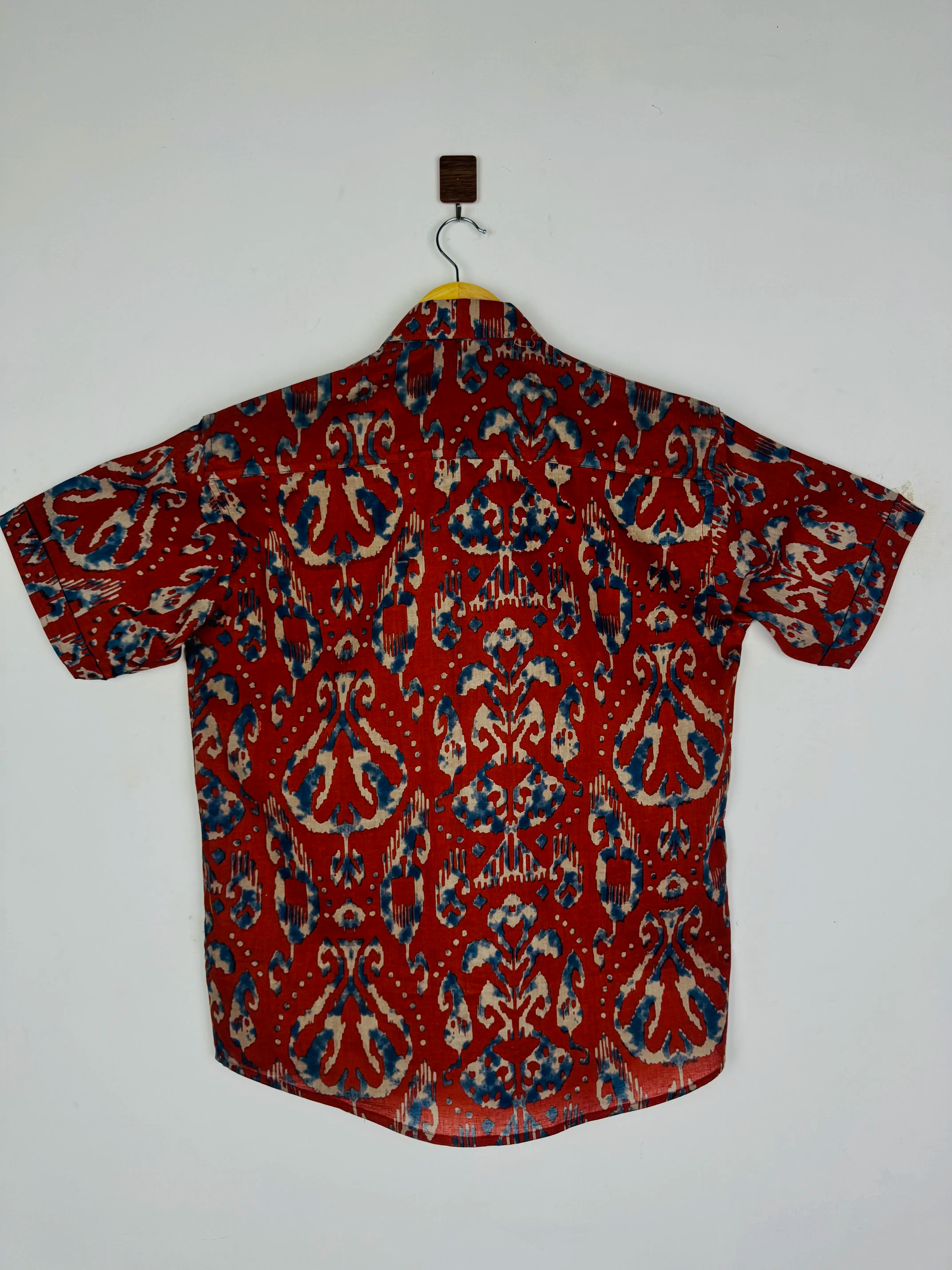 Maroon Ikat Half Sleeves Shirt