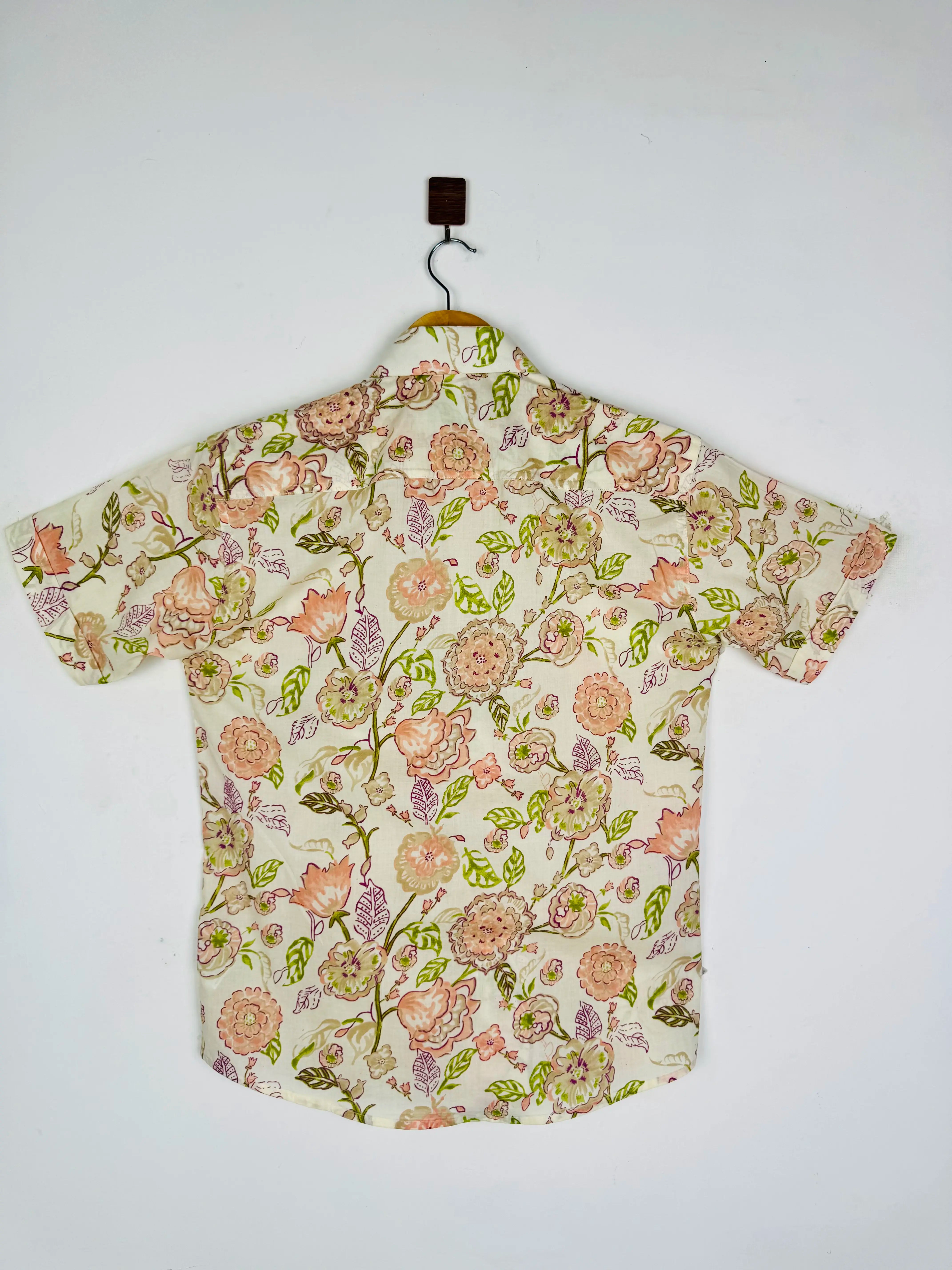 Cream Blooms Half Sleeves Shirt