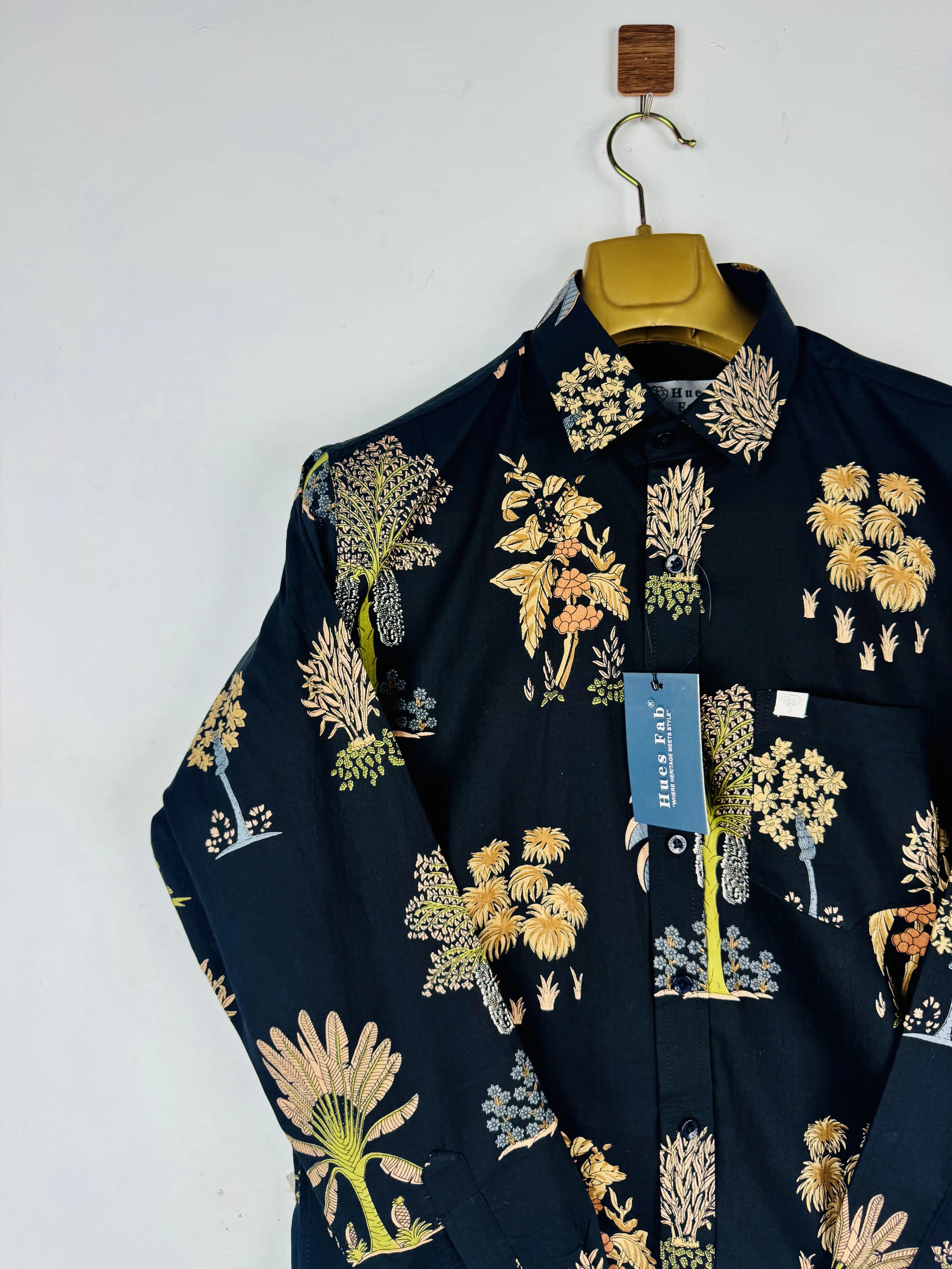 Noir Botanical Full Sleeves Shirt