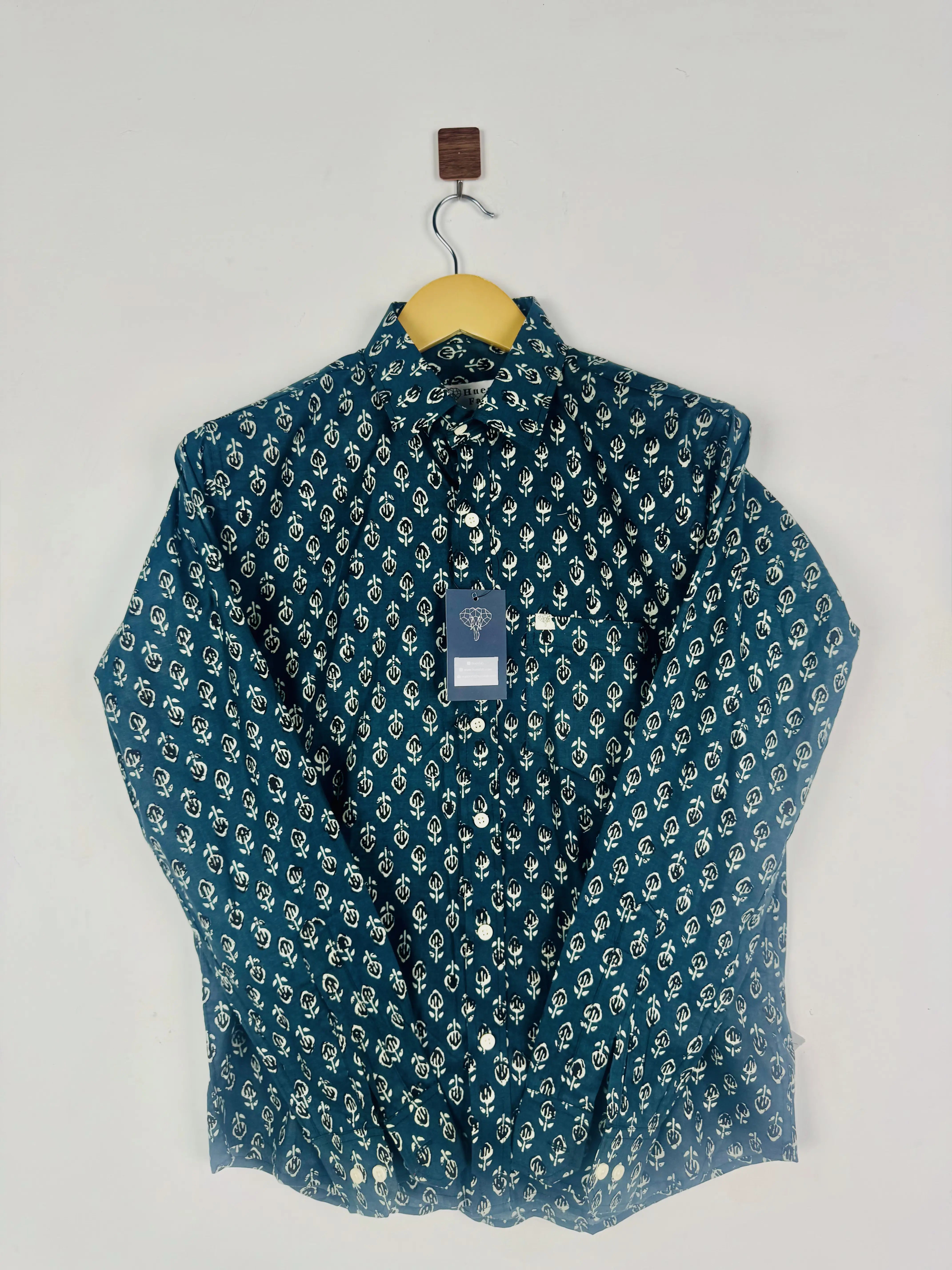 Pine Green Motif Full Sleeves Shirt