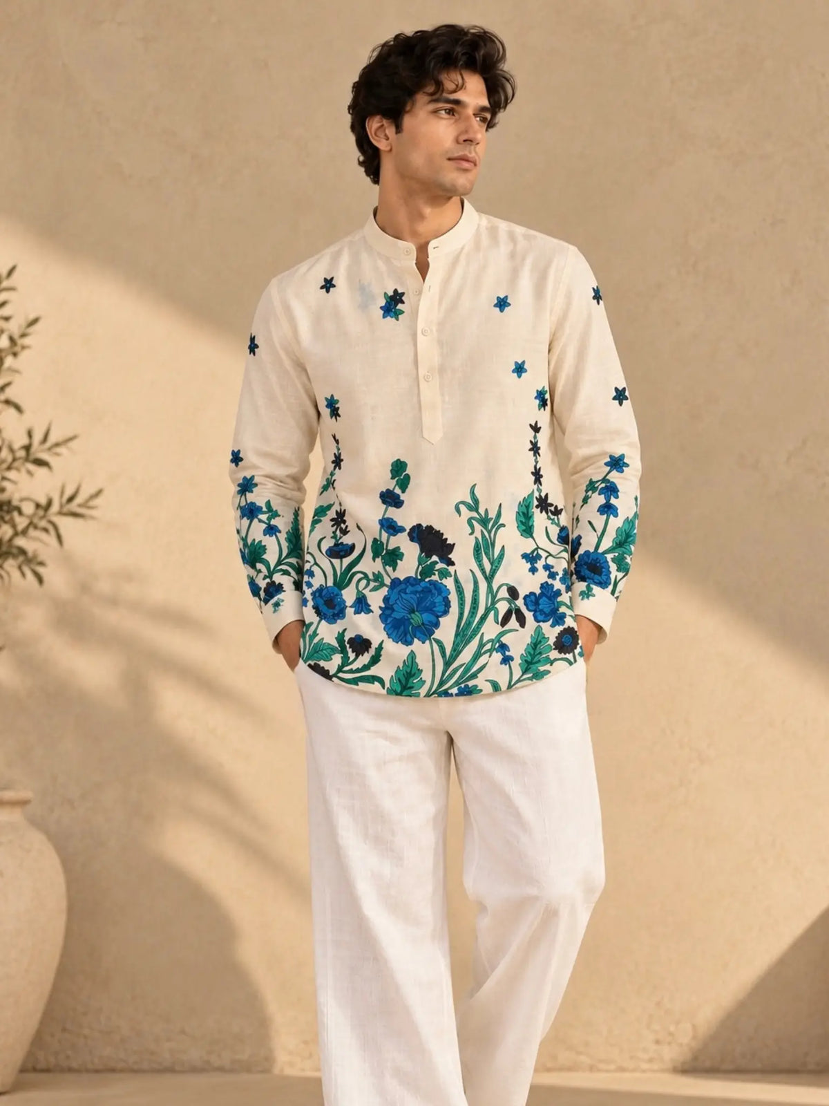 AZURE BLOOM PLACEMENT KURTA