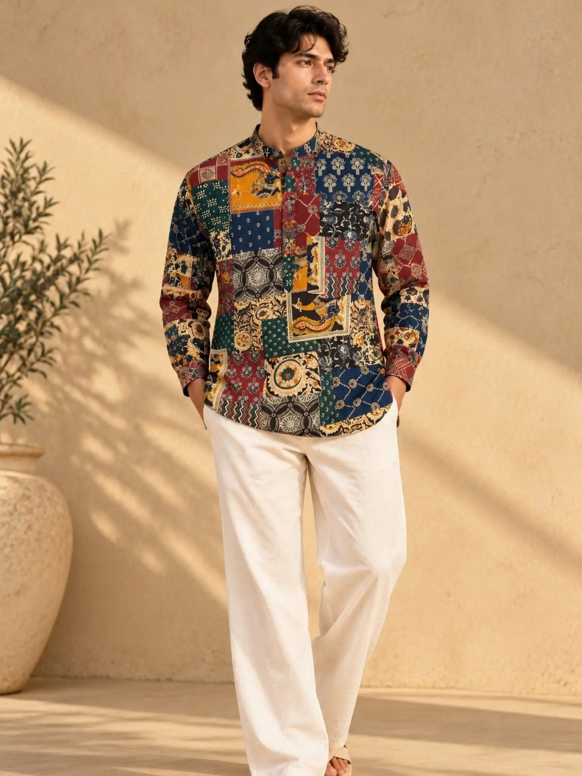 Maroon Artistry Short Kurta