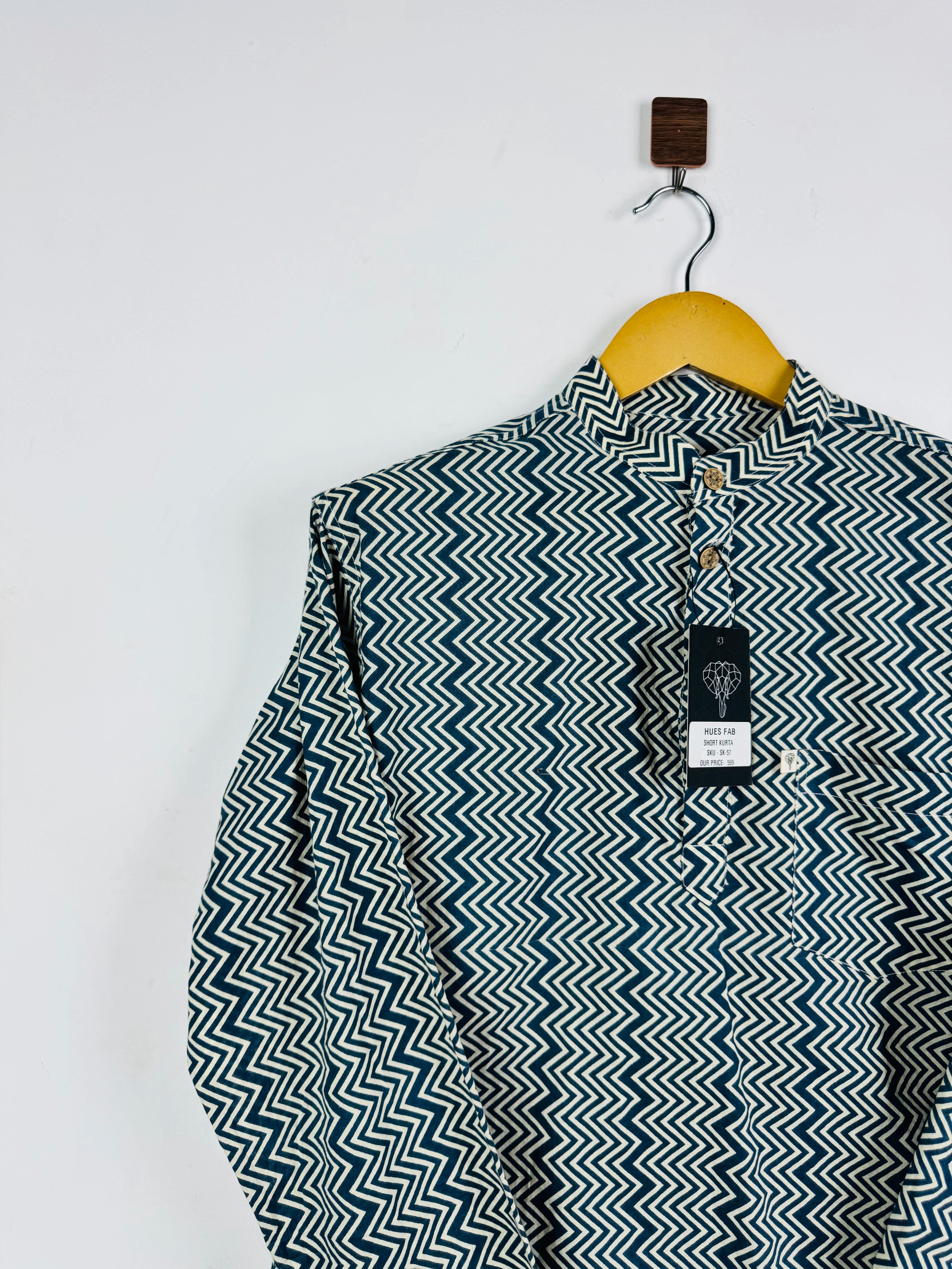 Pine Green ZigZag Short Kurta