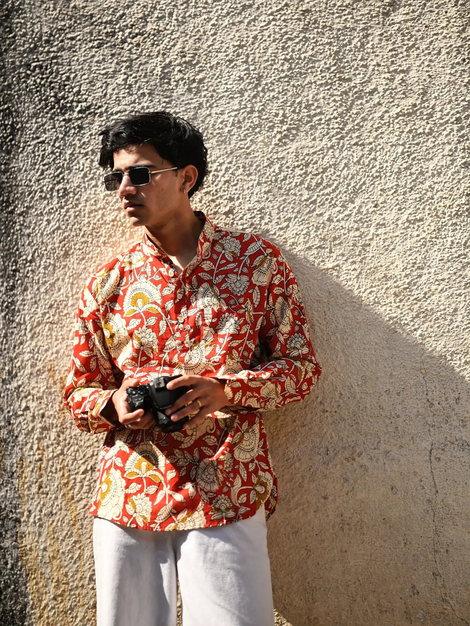 Red Floral printed short kurta