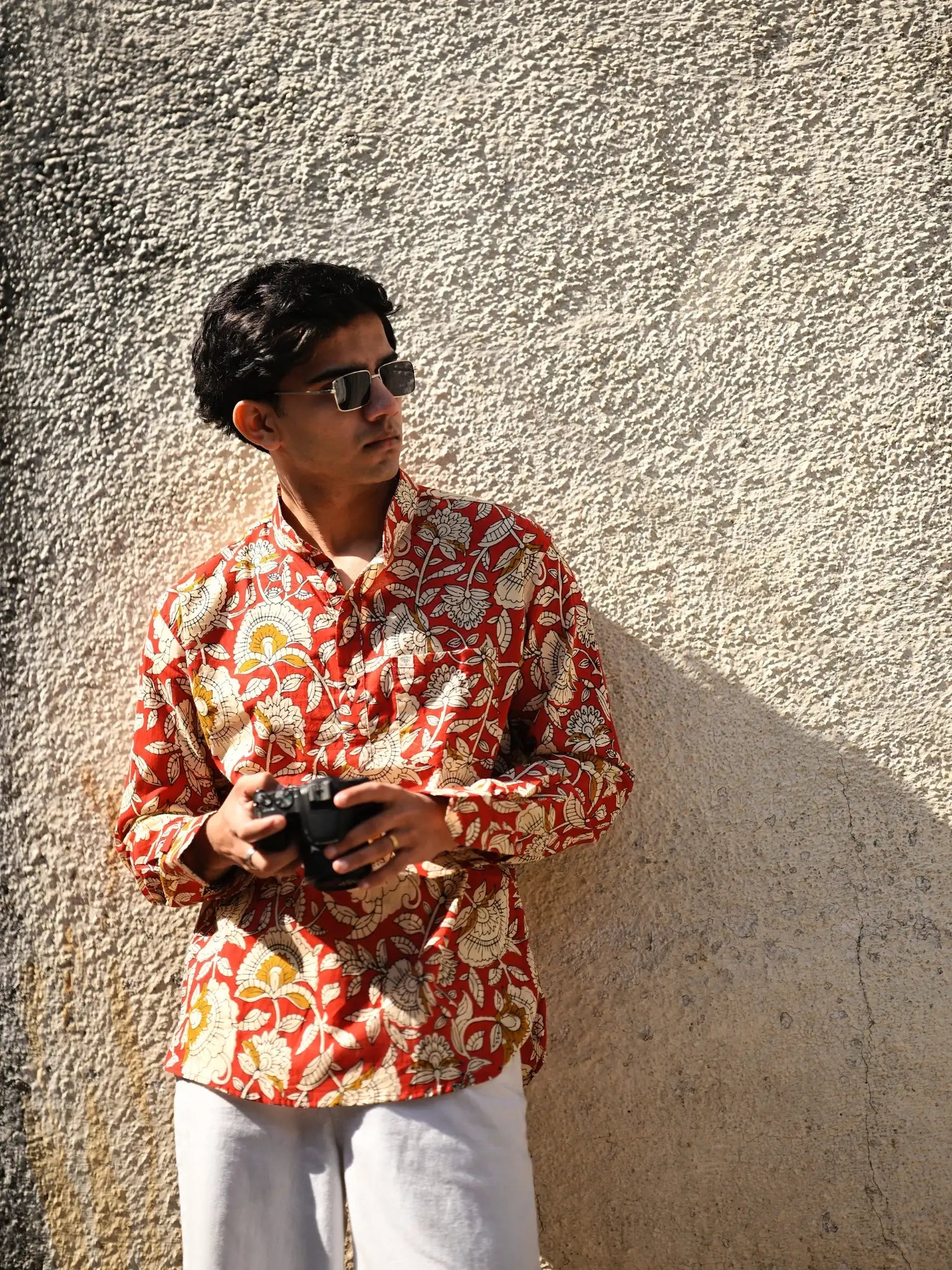 Red Floral printed short kurta
