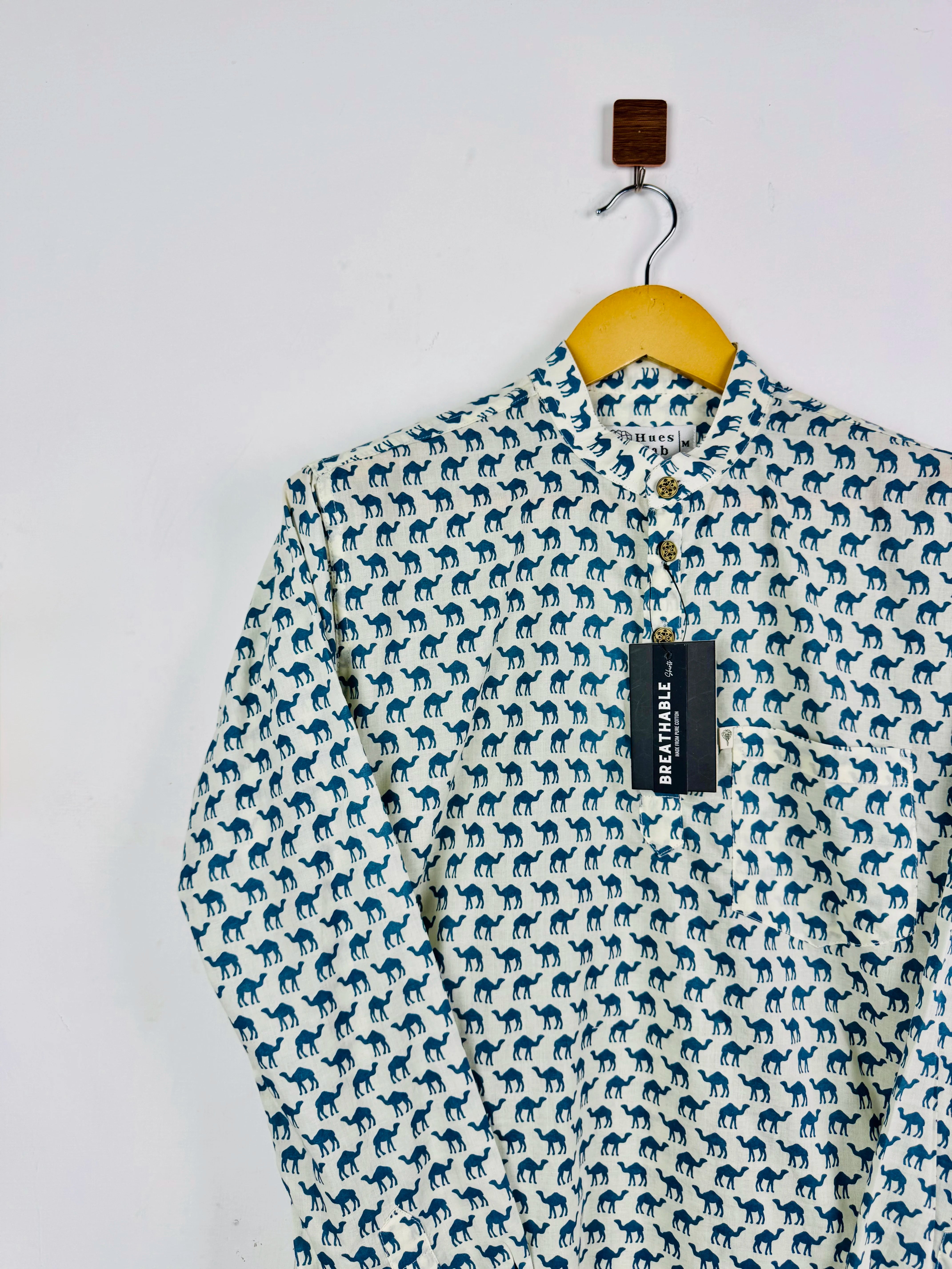 Micro Blue Camel Short Kurta