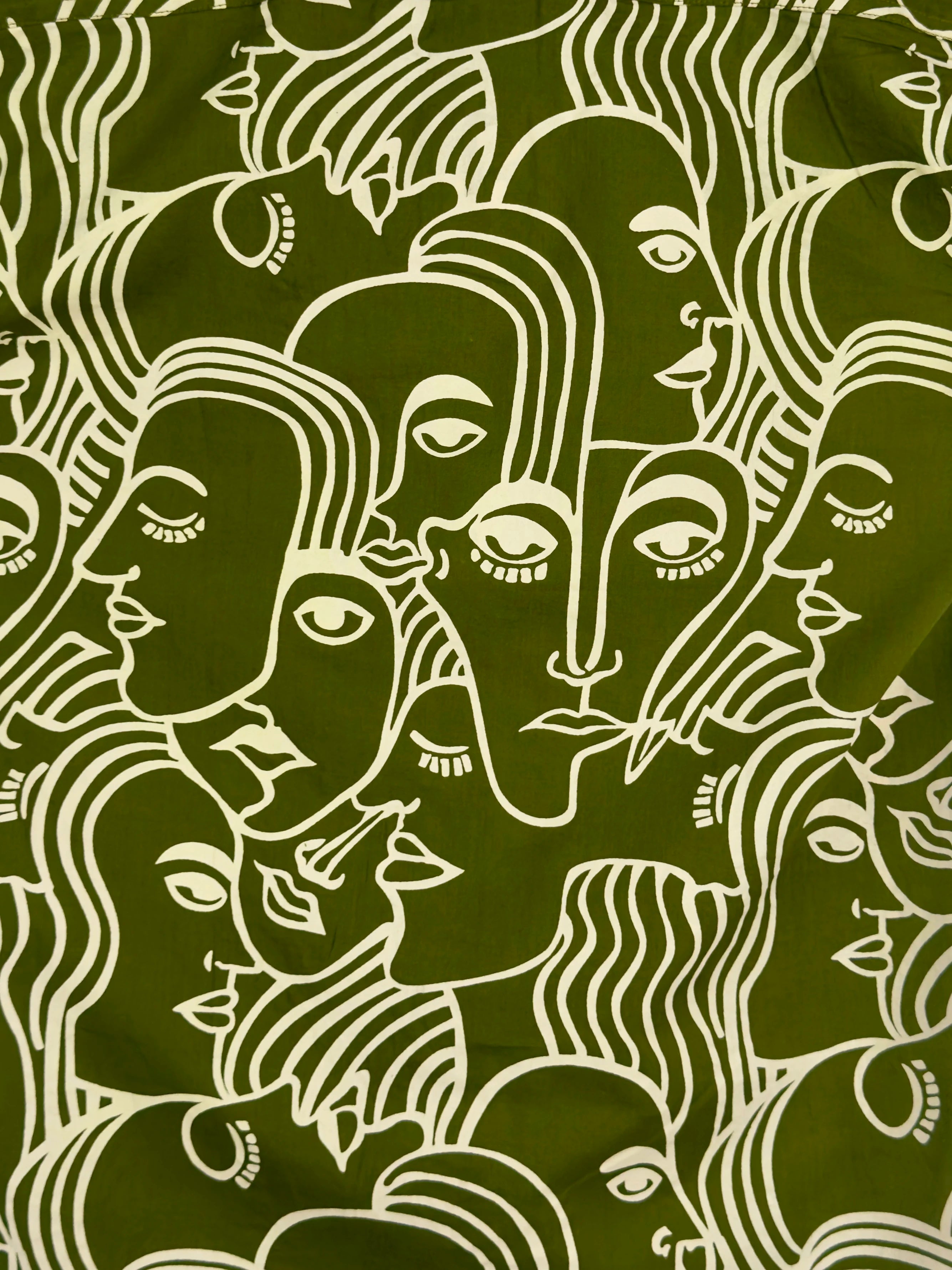 Olive Face Art Half Sleeves Shirt