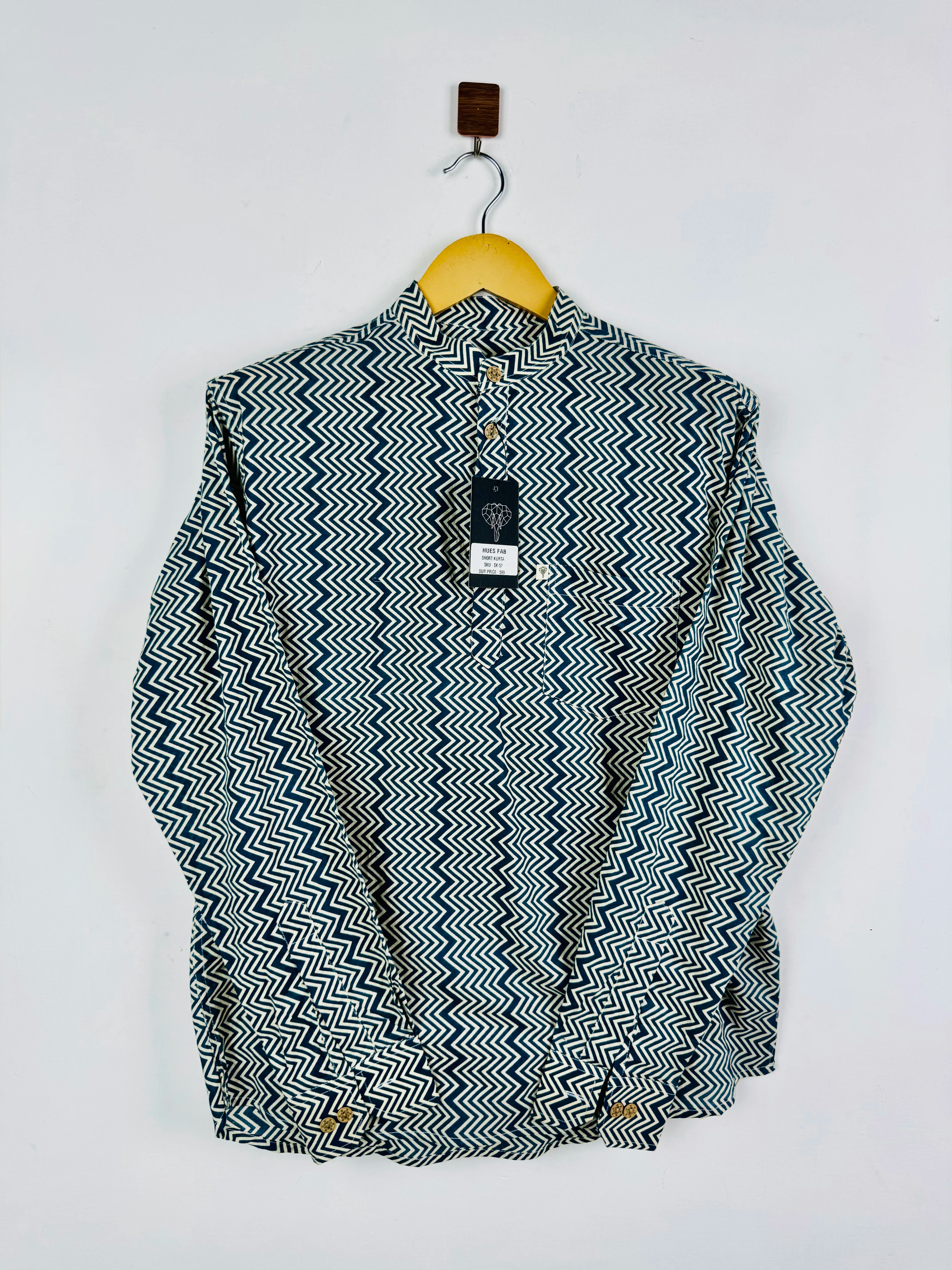 Pine Green ZigZag Short Kurta