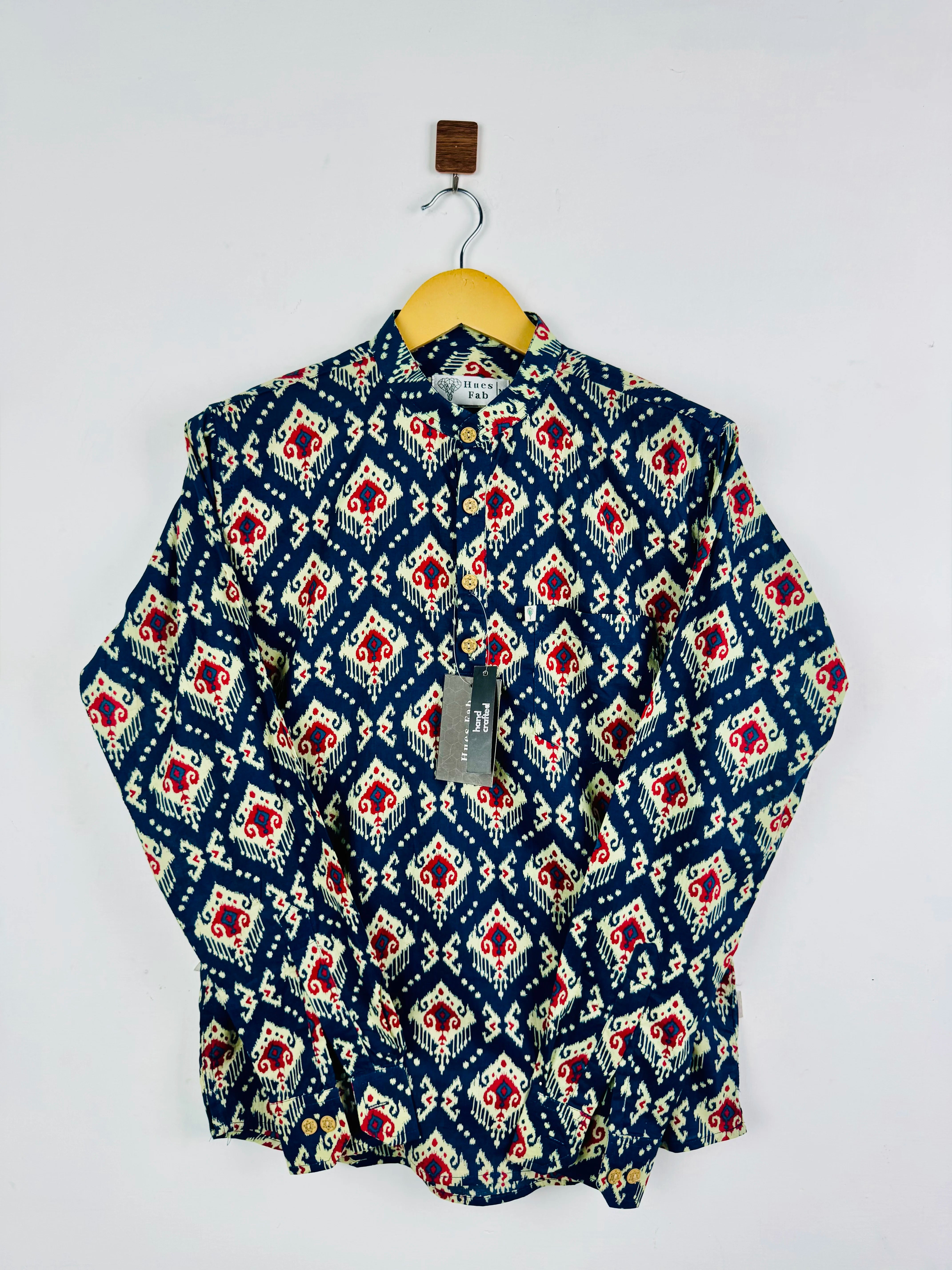 Navy Blue Kite Printed Short Kurta