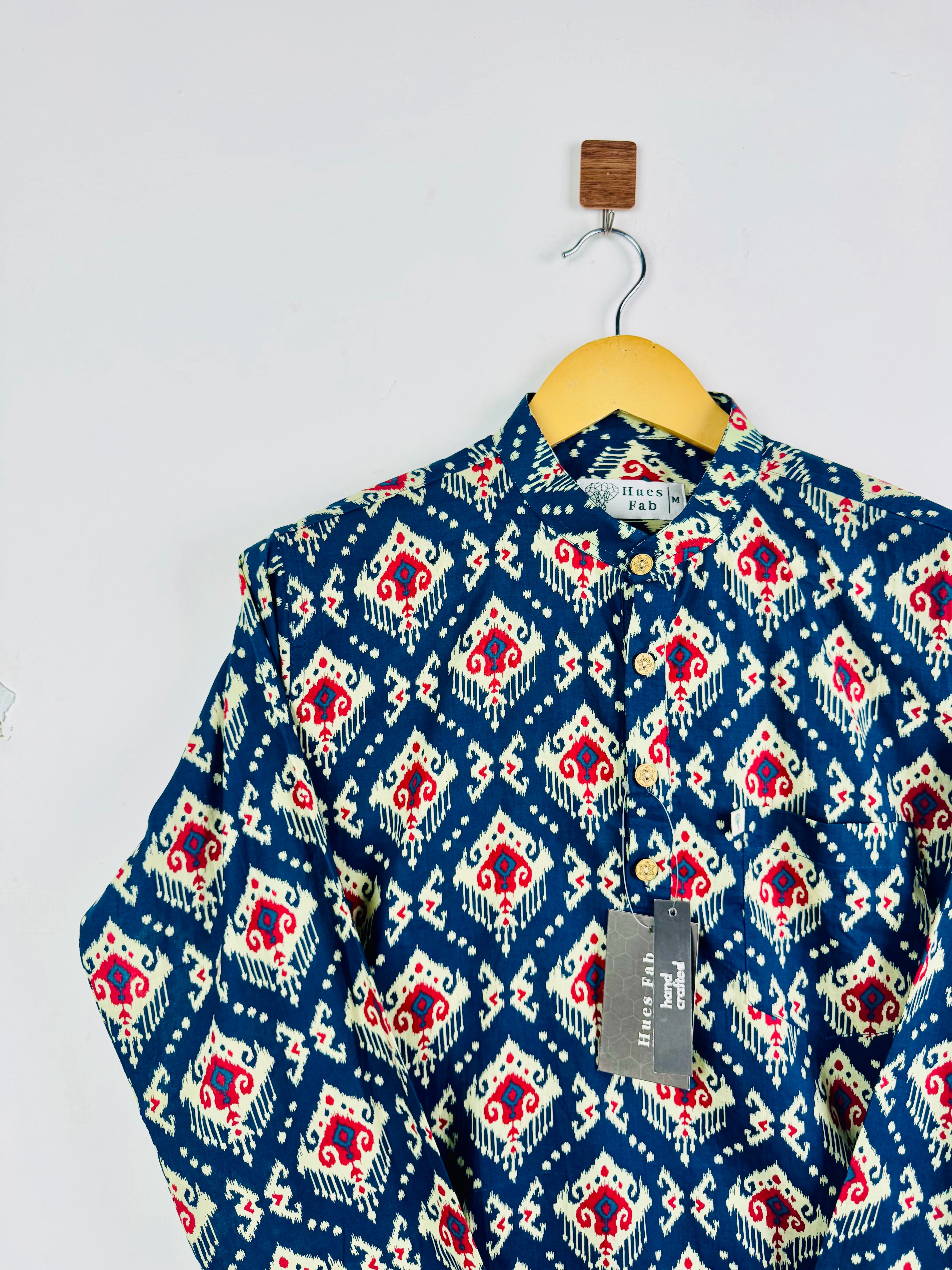 Navy Blue Kite Printed Short Kurta