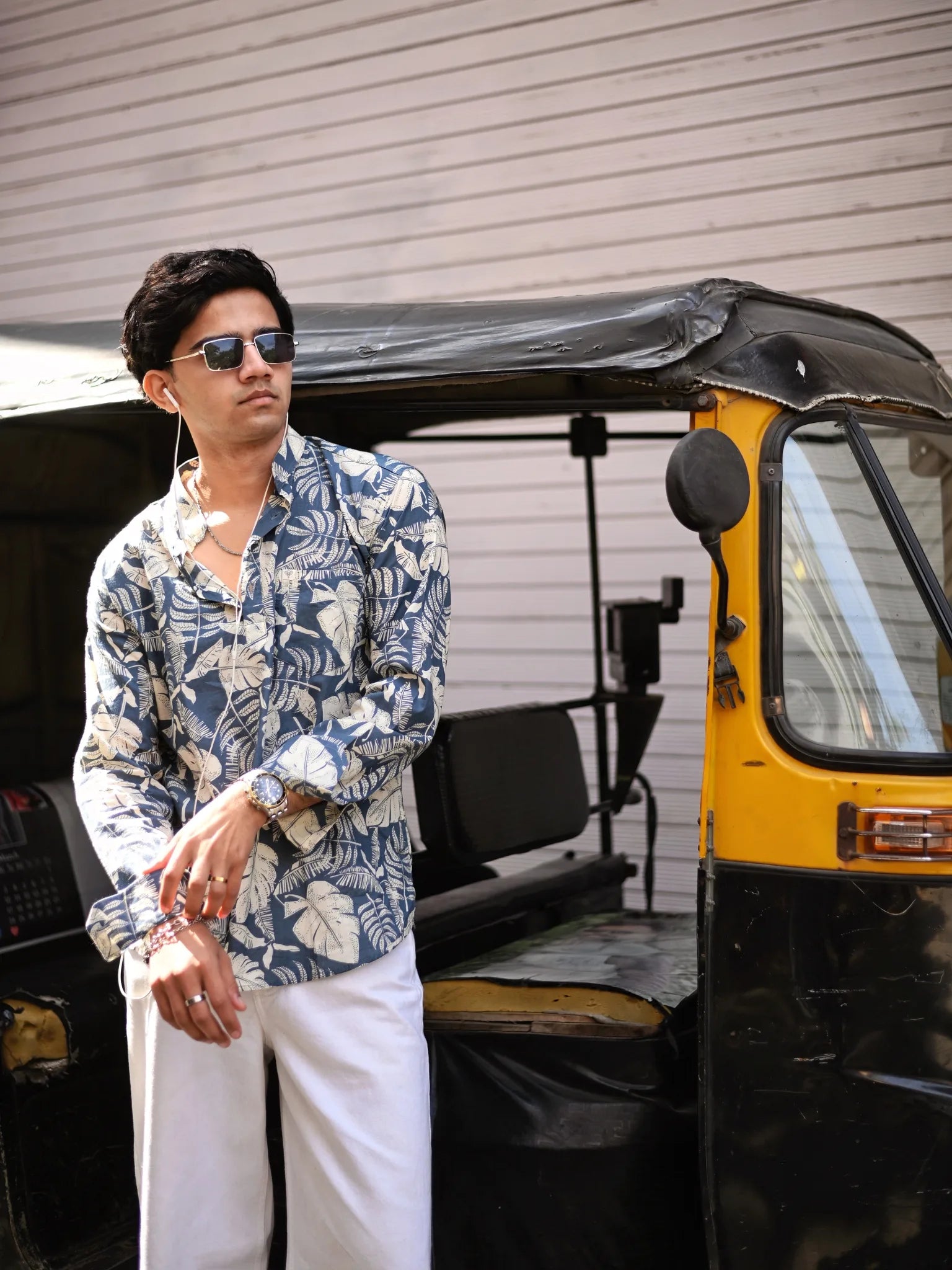 Blue Tropic Printed Short Kurta