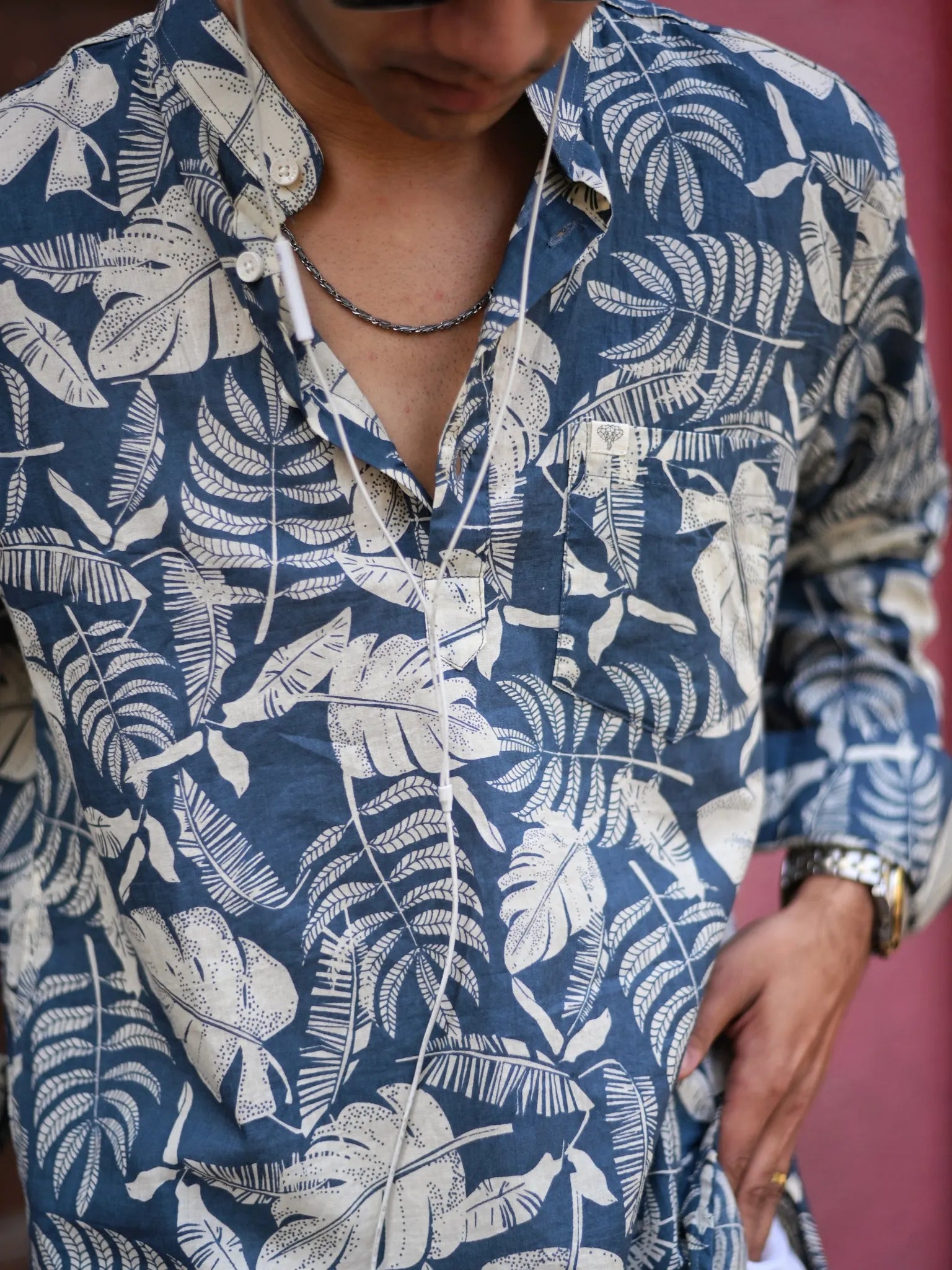 Blue Tropic Printed Short Kurta