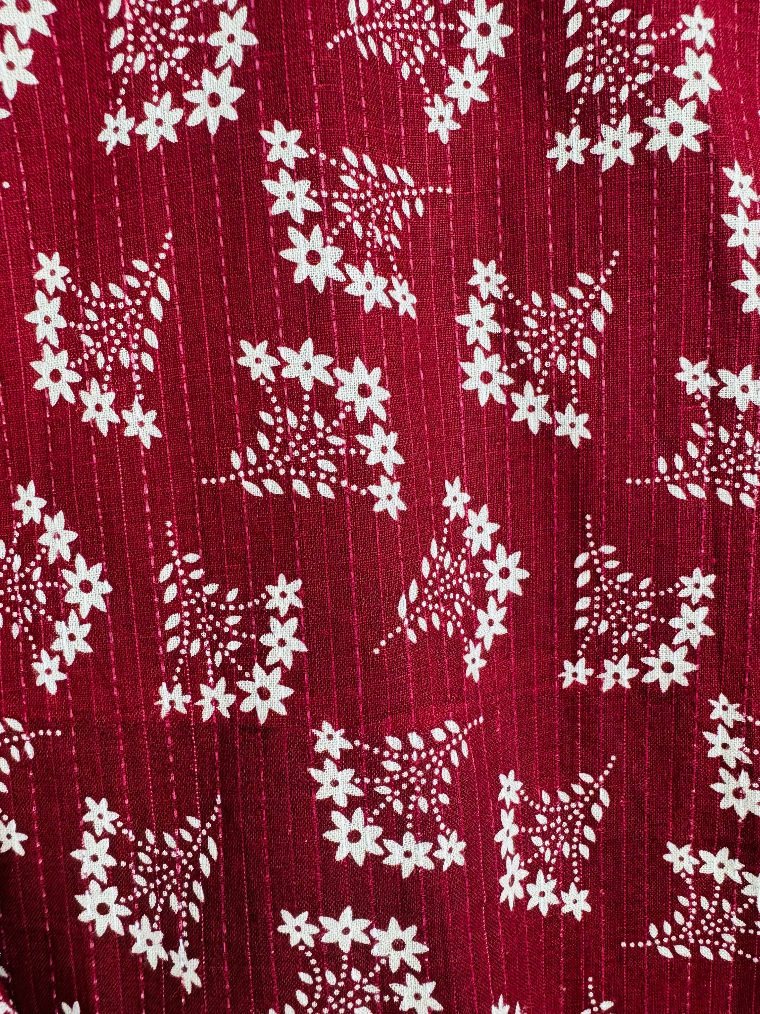 Maroon Flower Kantha Short Kurta