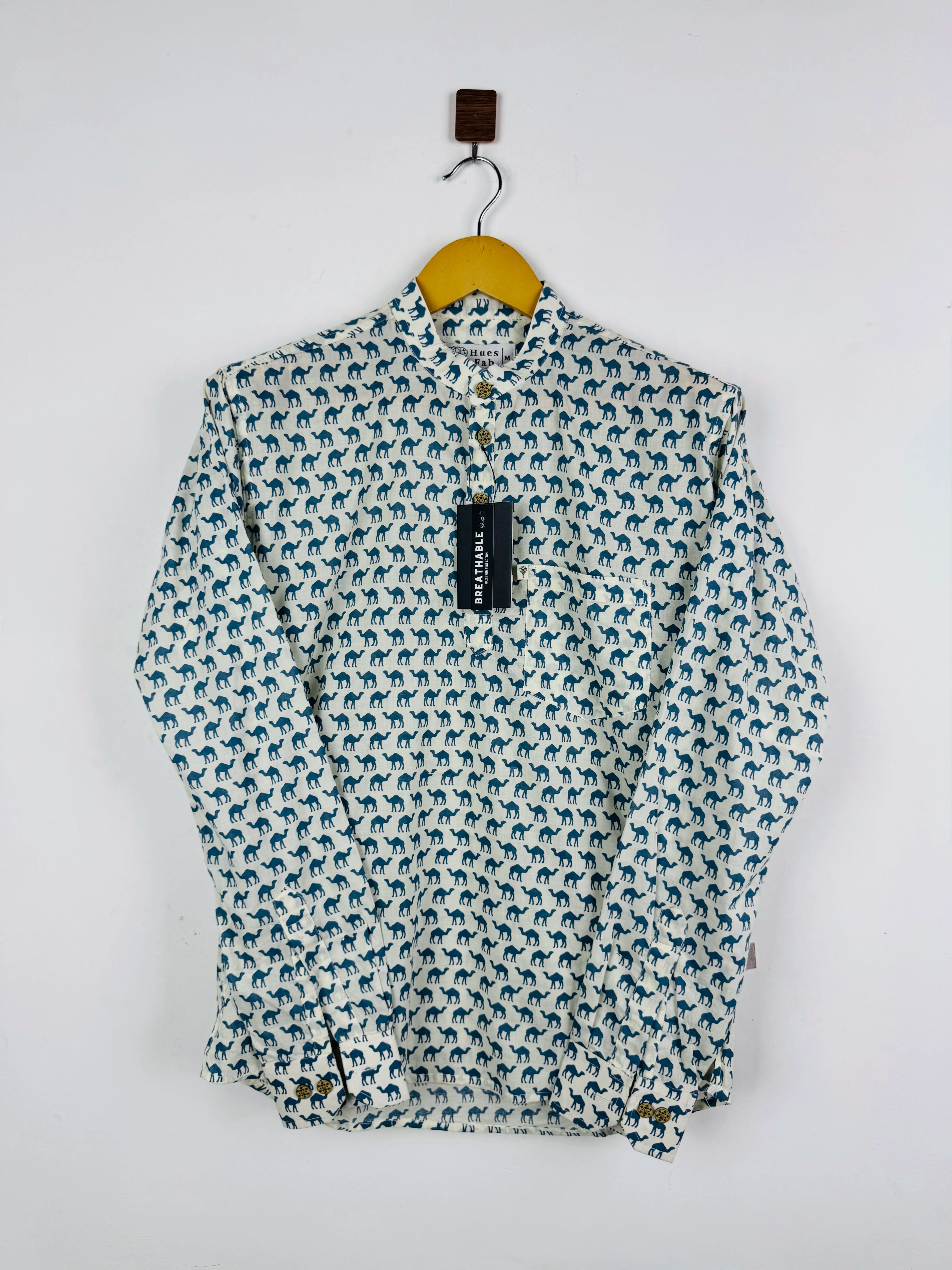 Micro Blue Camel Short Kurta