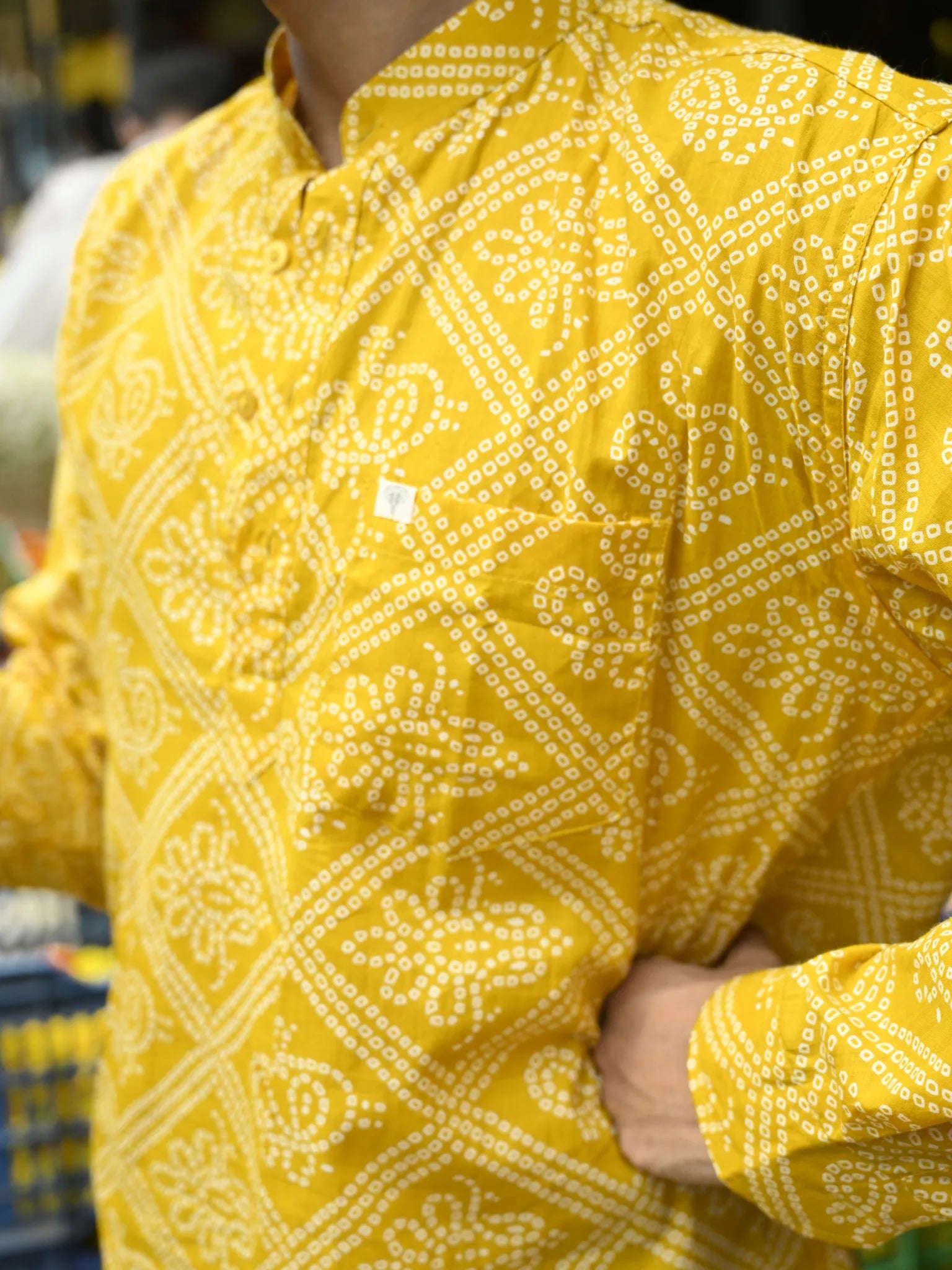 Yellow Bandej Printed short kurta
