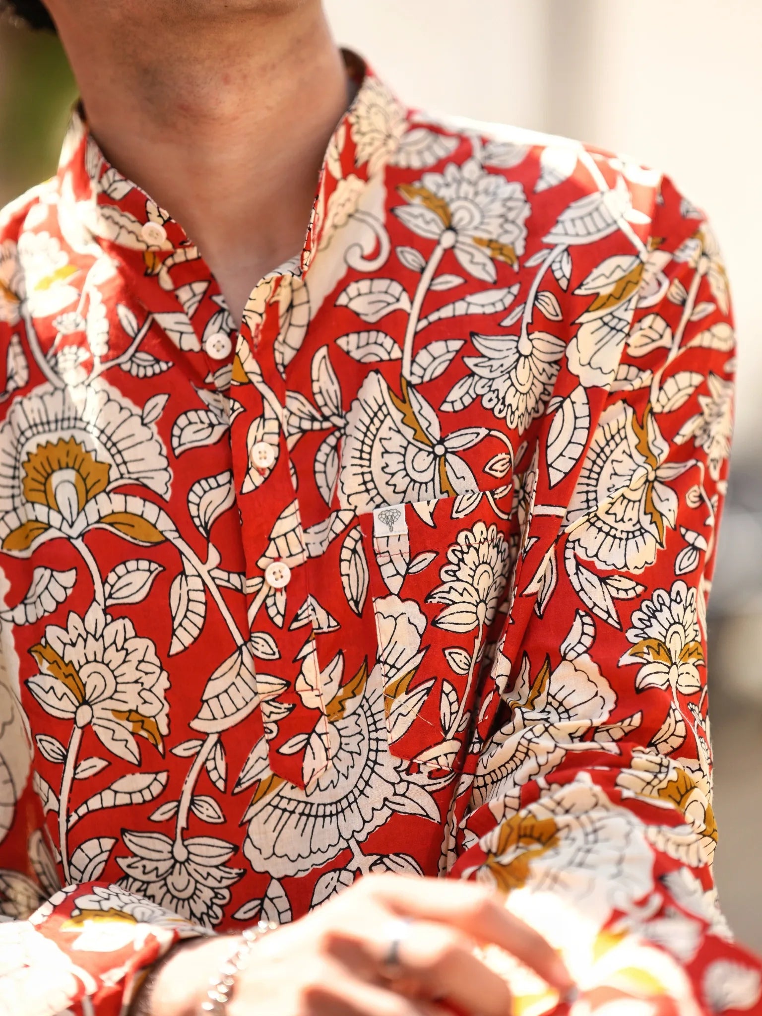 Red Floral printed short kurta