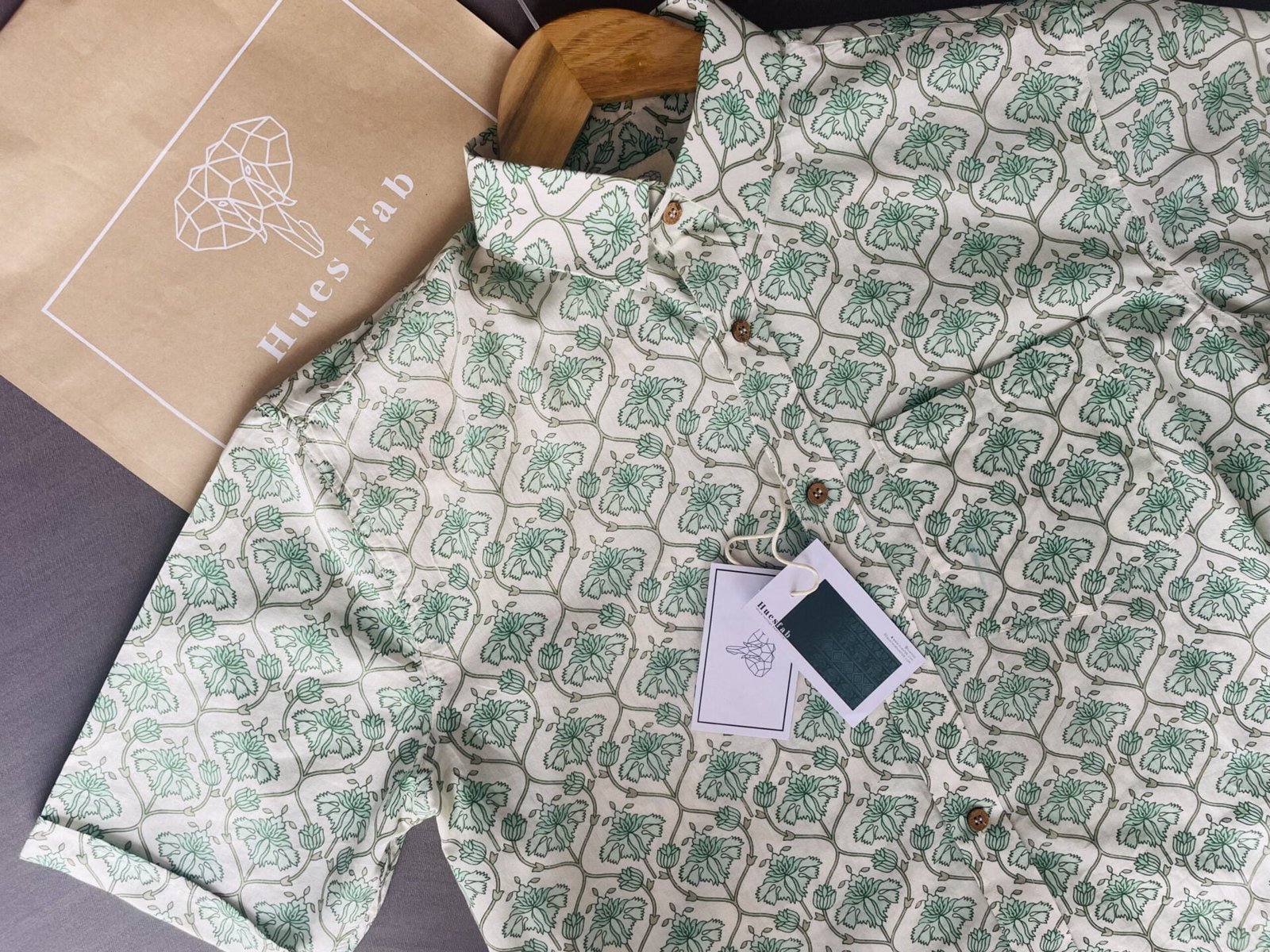 XXL size Green paisley printed hand block style half sleeves shirt ...