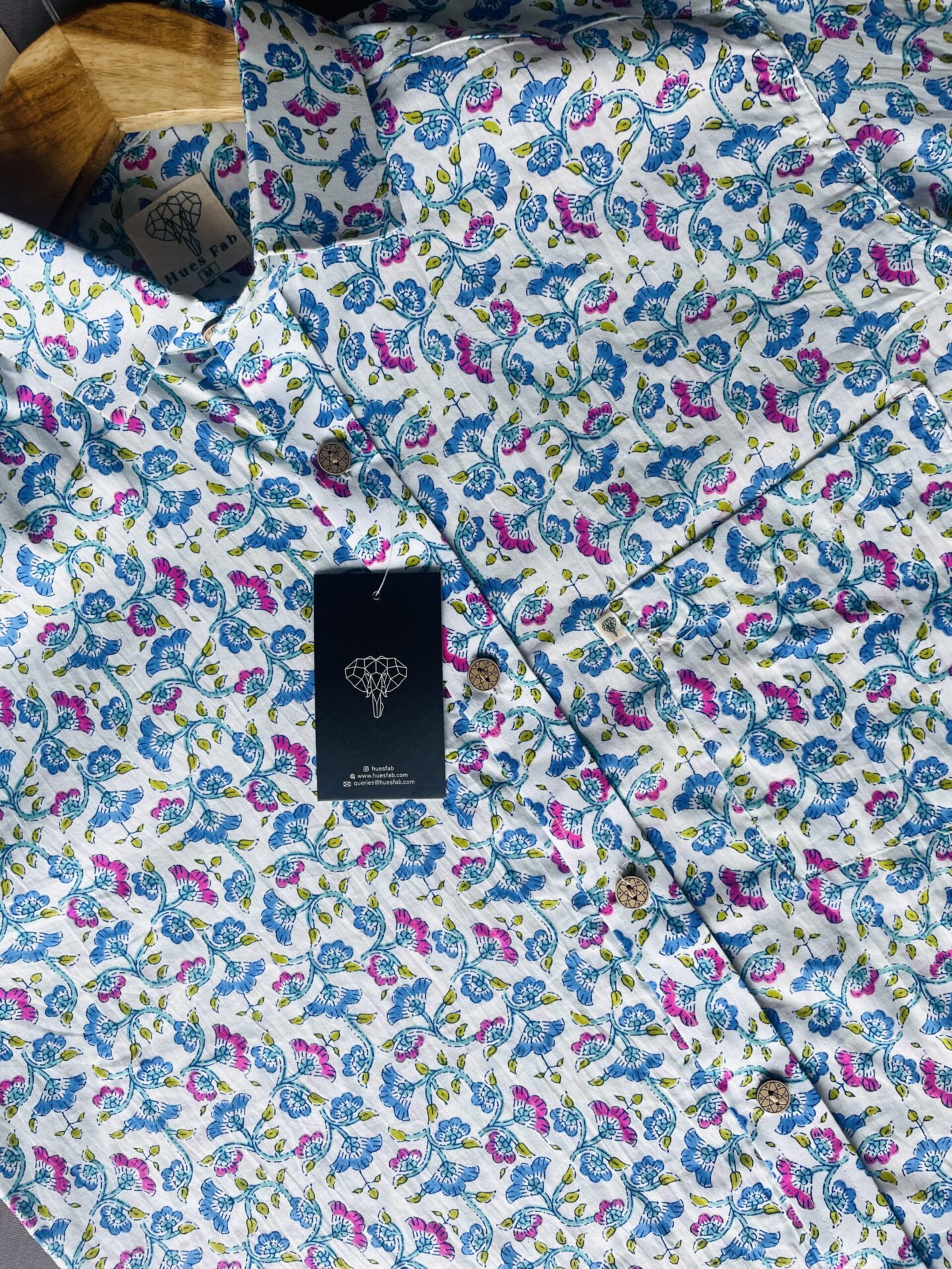 Blue Jaipuri Floral Printed full-sleeves Shirt – Hues Fab