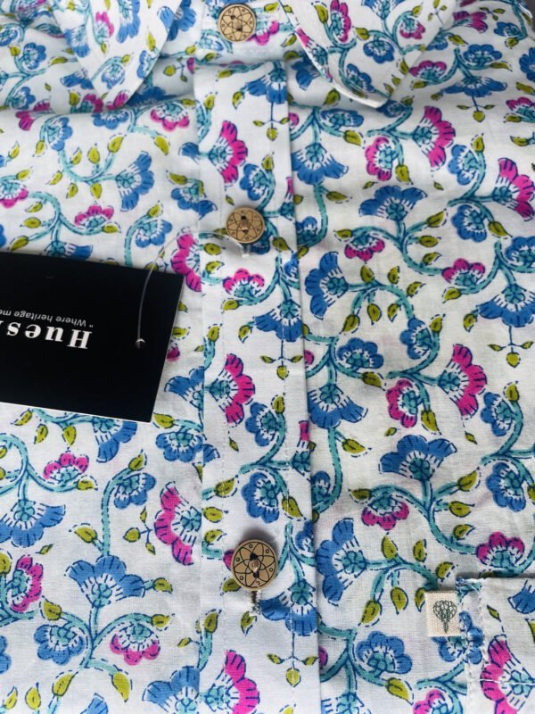 Blue Jaipuri Floral Printed full-sleeves Shirt – Hues Fab