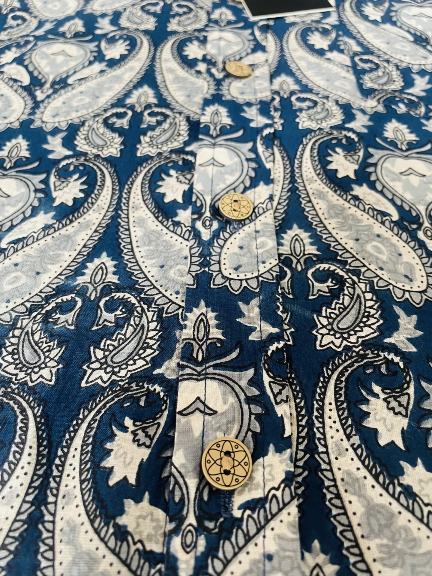 Navy Blue Paisley Printed Style Shirt – Hues Fab